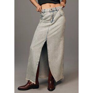 Anthropologie The Madi Front-Slit Denim Skirt by Pilcro 16